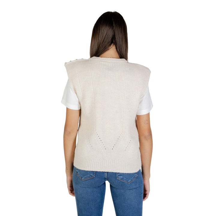 ICHI Cream Polyester Sleeveles Sweater