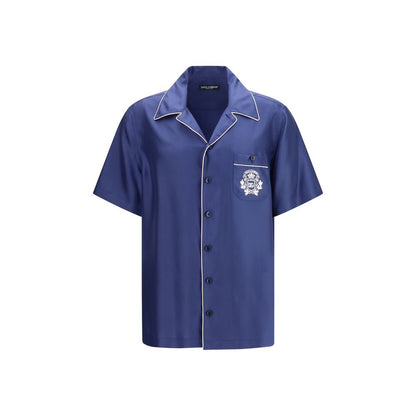 Chemise Dolce & Gabbana en soie bleue à manches courtes