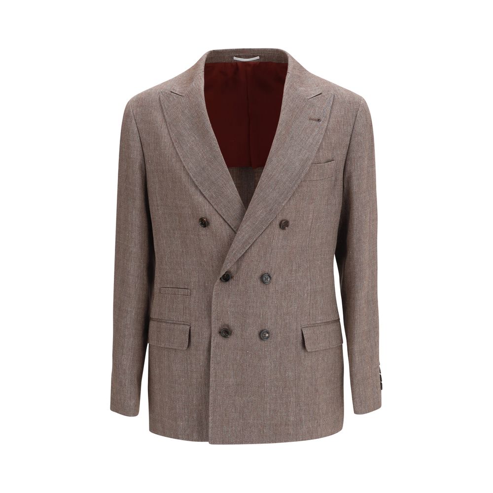 Blazer de lino marrón Brunello Cucinelli