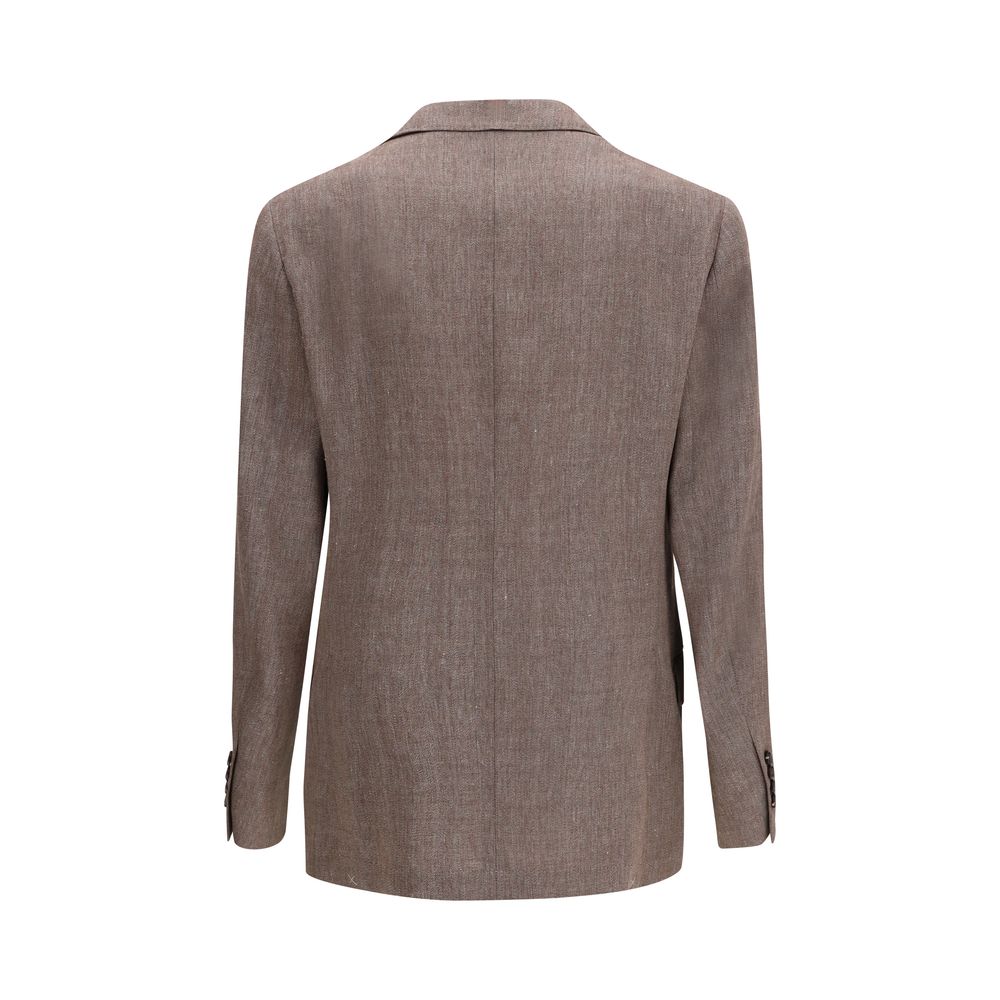 Blazer de lino marrón Brunello Cucinelli