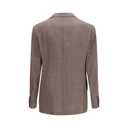 Blazer de lino marrón Brunello Cucinelli