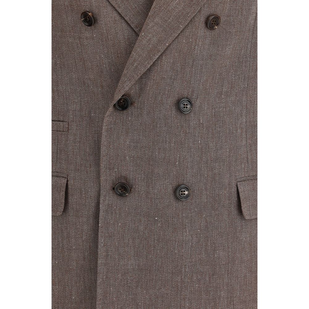 Blazer de lino marrón Brunello Cucinelli