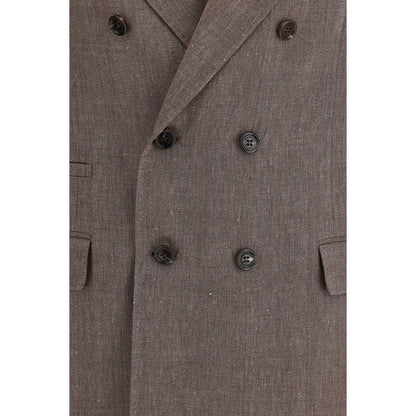 Blazer de lino marrón Brunello Cucinelli