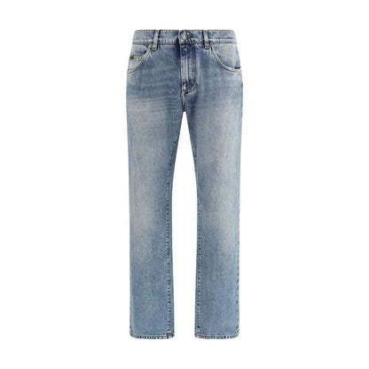 Dolce & Gabbana Blue Cotton Straight-Leg Jeans