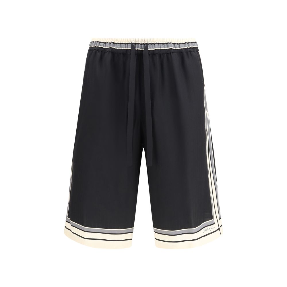 Dolce & Gabbana Black Silk Bermuda Shorts