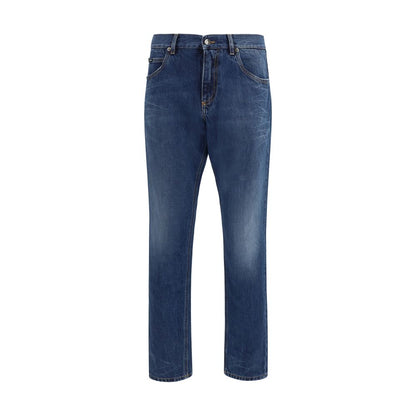 Dolce & Gabbana Blue Cotton Straight-Leg Jeans