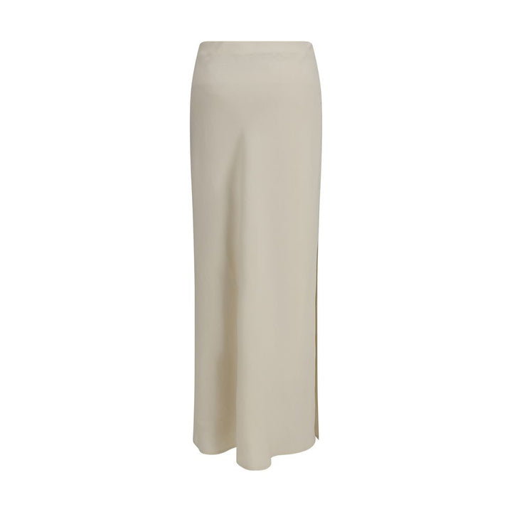 Falda larga Brunello Cucinelli de viscosa beige