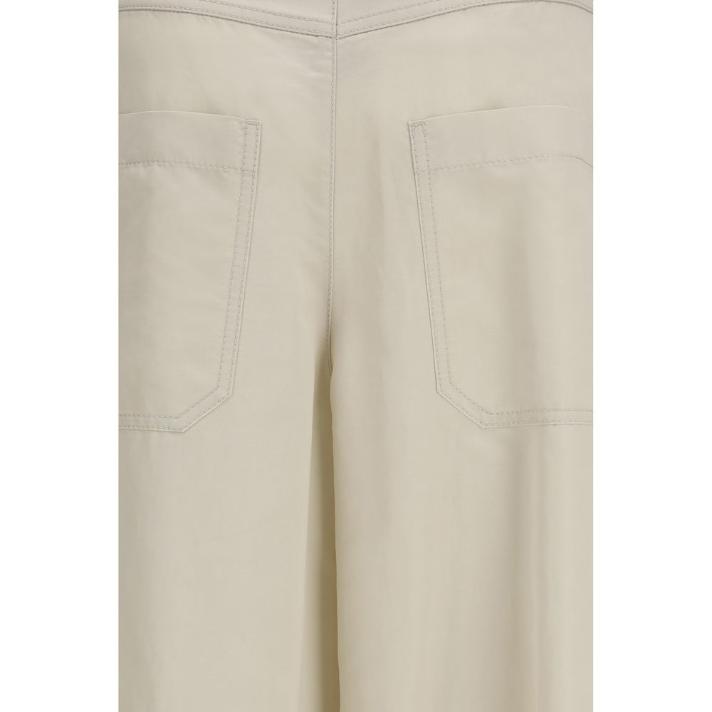 Pantalones beige de algodón Brunello Cucinelli