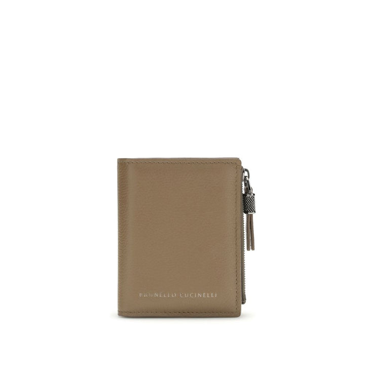 Portefeuille Brunello Cucinelli en cuir de veau marron