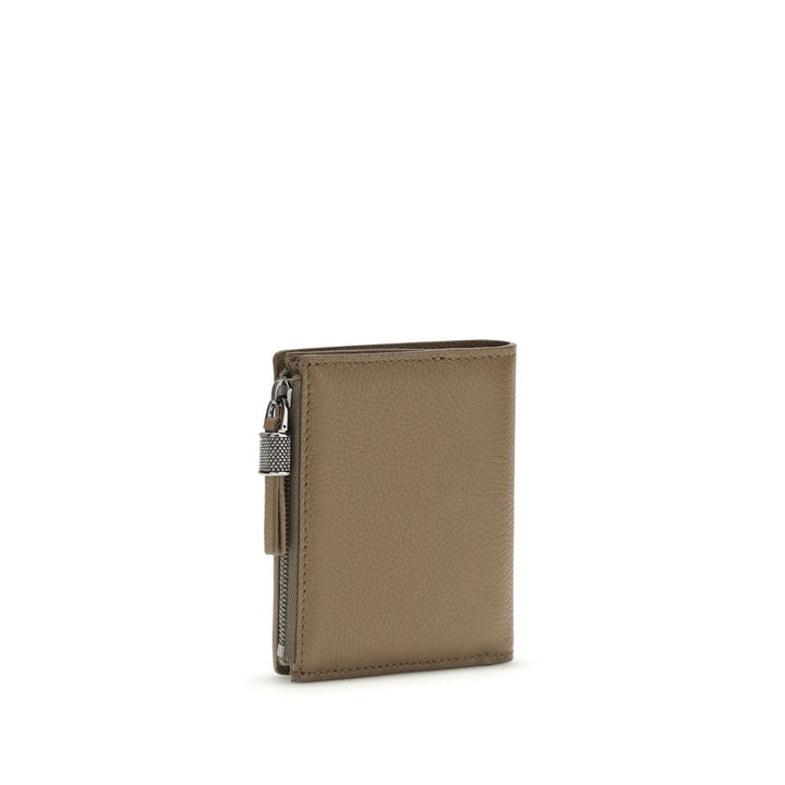 Portefeuille Brunello Cucinelli en cuir de veau marron