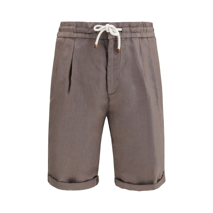 Brunello Cucinelli Brown Linen Bermuda Shorts