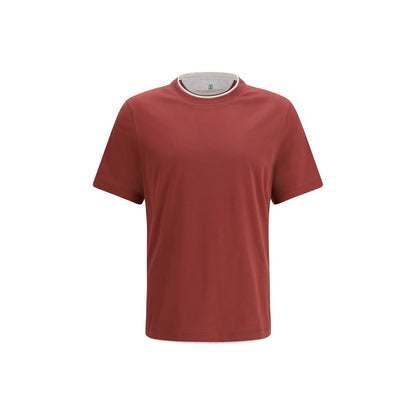Camiseta de algodón burdeos Brunello Cucinelli
