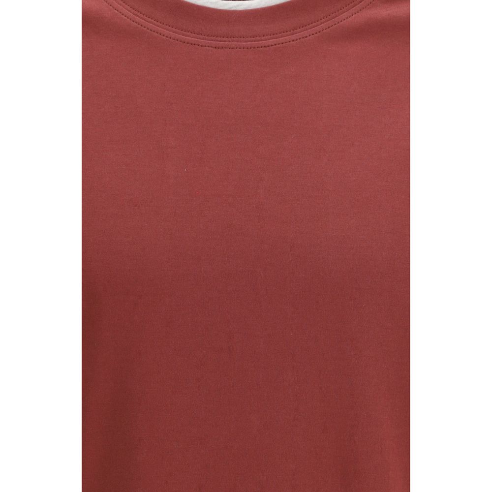 Camiseta de algodón burdeos Brunello Cucinelli