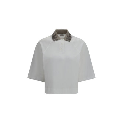 Brunello Cucinelli White Cotton Polo Shirt