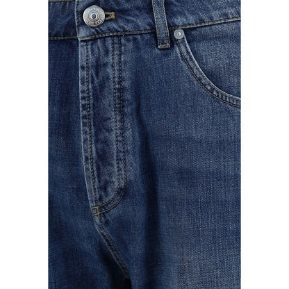 Brunello Cucinelli Blue Cotton Straight-Leg Jeans