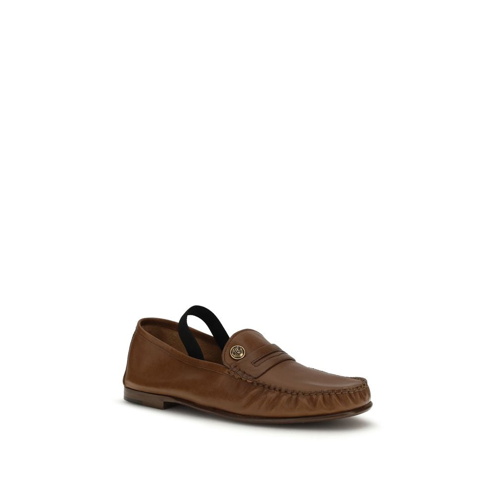 Mocasines sin cordones Versace de piel de cordero marrón (Ovis Aries Aries)