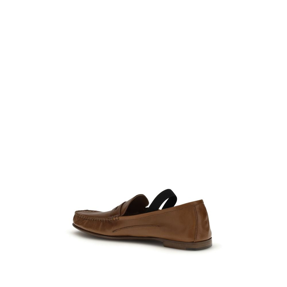 Mocasines sin cordones Versace de piel de cordero marrón (Ovis Aries Aries)
