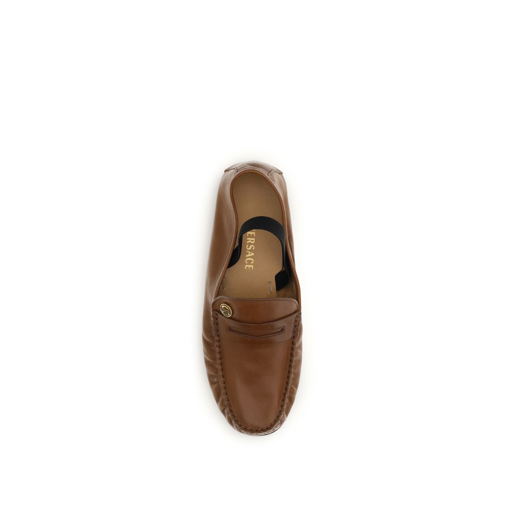 Mocasines sin cordones Versace de piel de cordero marrón (Ovis Aries Aries)