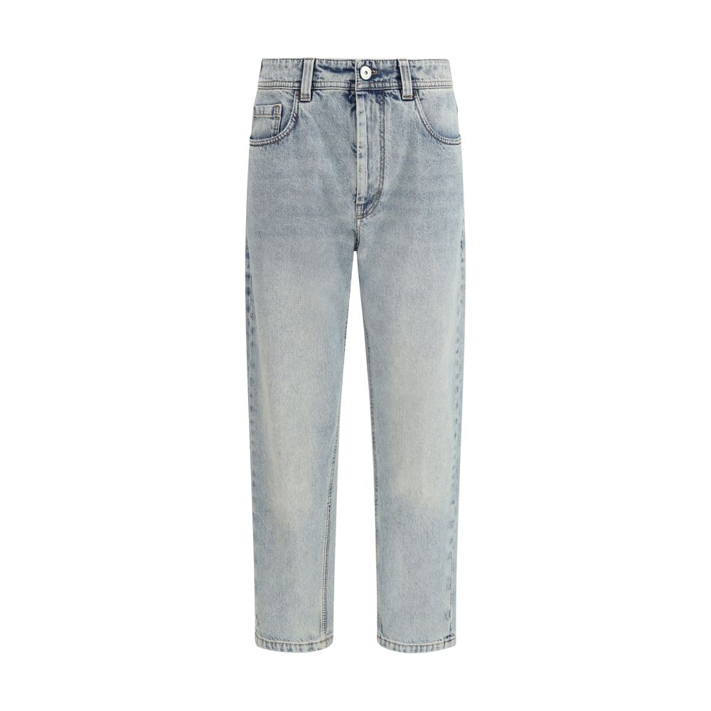 Jean droit Brunello Cucinelli en coton bleu