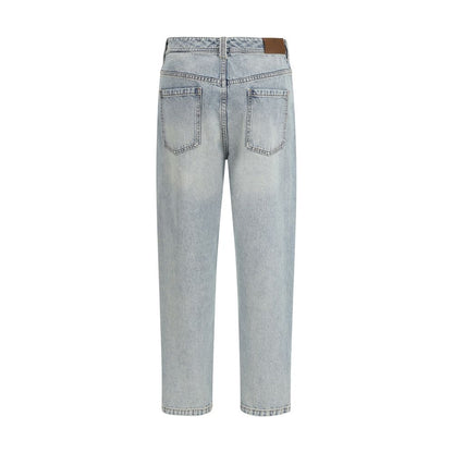 Jean droit Brunello Cucinelli en coton bleu