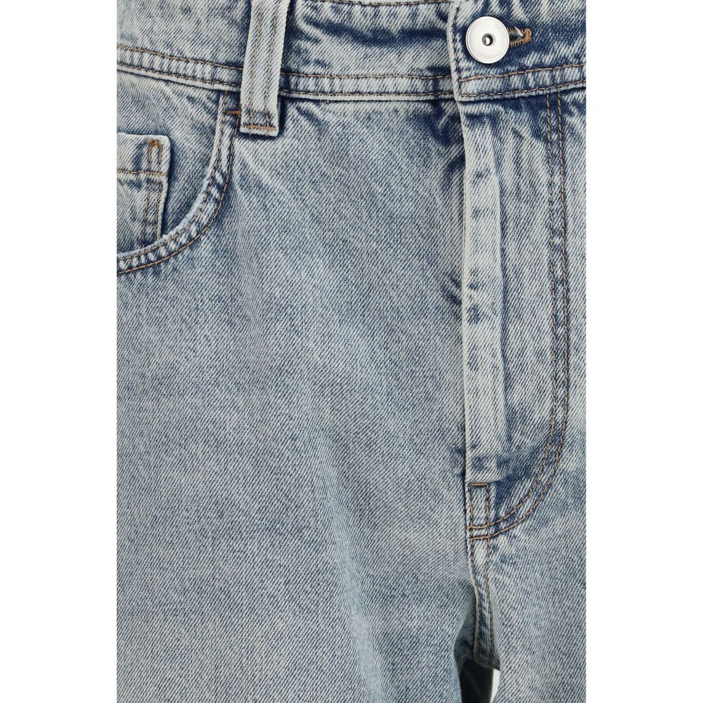Jean droit Brunello Cucinelli en coton bleu