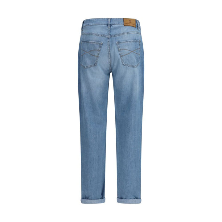 Brunello Cucinelli Blue Cotton Relaxed Fit Jeans