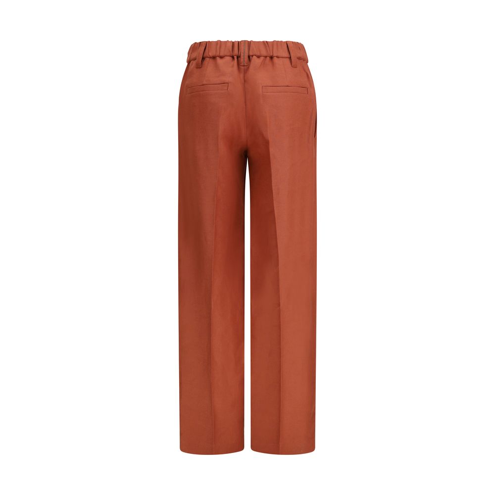 Pantalones casuales de lino multicolor Brunello Cucinelli