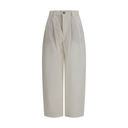 Pantalon décontracté en soie beige Brunello Cucinelli
