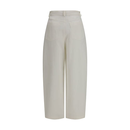 Pantalon décontracté en soie beige Brunello Cucinelli