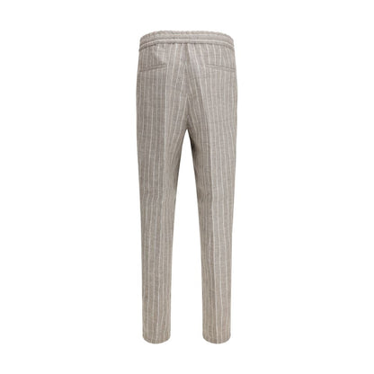Pantalon décontracté en lin beige Brunello Cucinelli