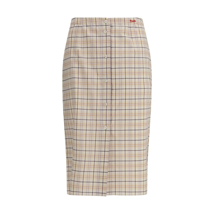 Falda midi de algodón multicolor Prada