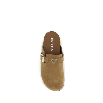 Mules Prada en Cuir de Veau Beige