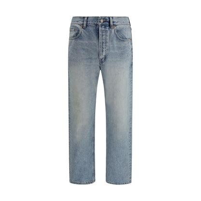 Saint Laurent Blue Cotton Straight-Leg Jeans