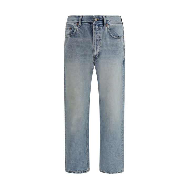 Saint Laurent Blue Cotton Straight-Leg Jeans