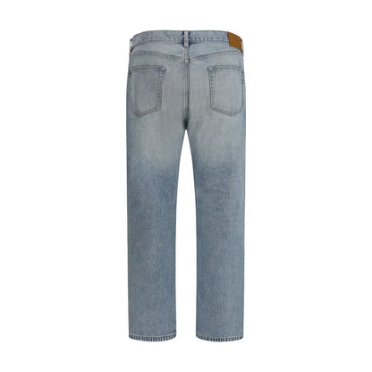 Saint Laurent Blue Cotton Straight-Leg Jeans