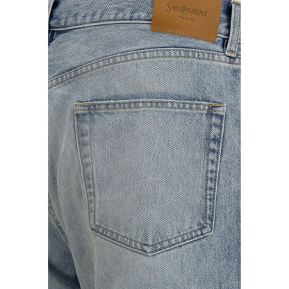Saint Laurent Blue Cotton Straight-Leg Jeans