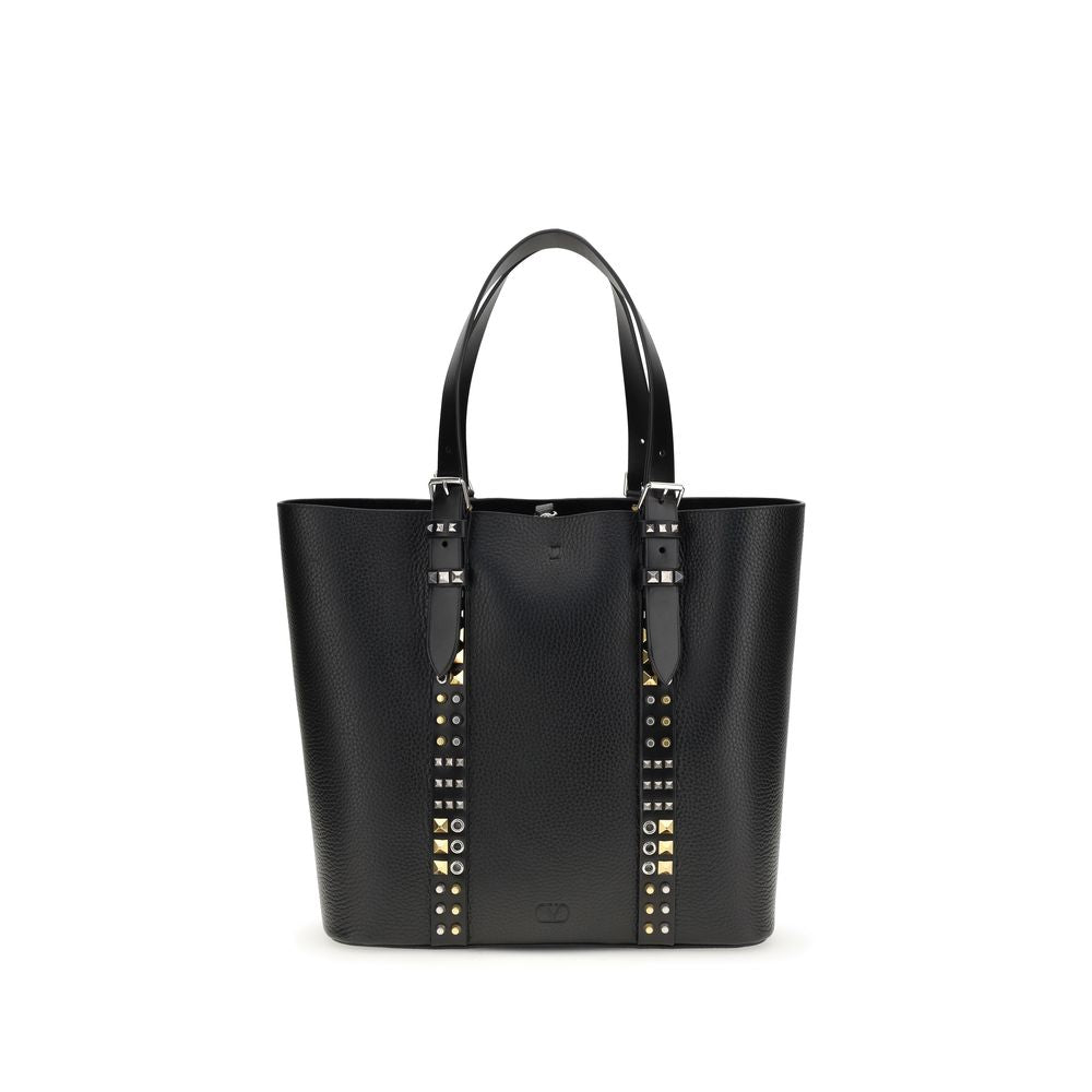 Bolso de hombro Valentino Garavani negro de piel de becerro Bos Taurus