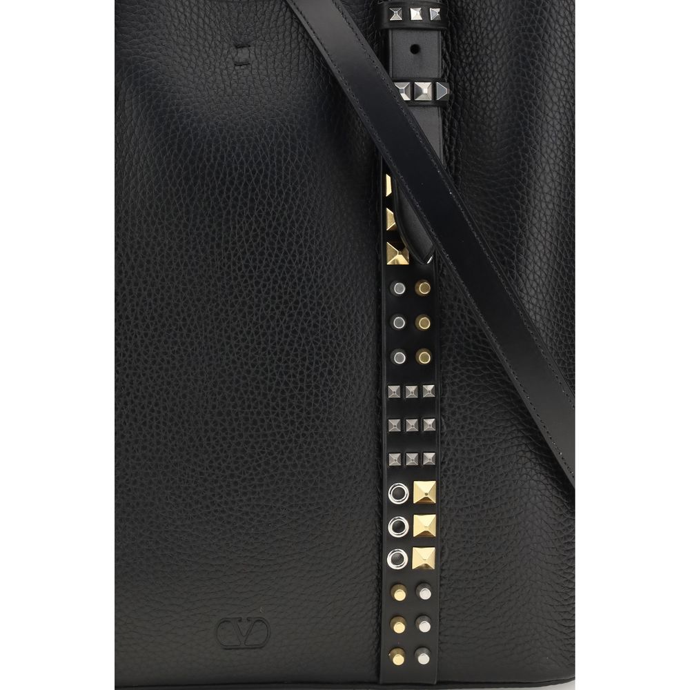 Bolso de hombro Valentino Garavani negro de piel de becerro Bos Taurus