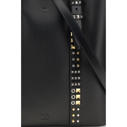Bolso de hombro Valentino Garavani negro de piel de becerro Bos Taurus