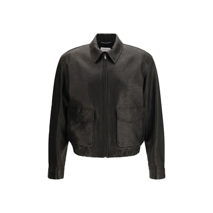 Chaqueta Saint Laurent negra de piel de cordero Ovis Aries Aries