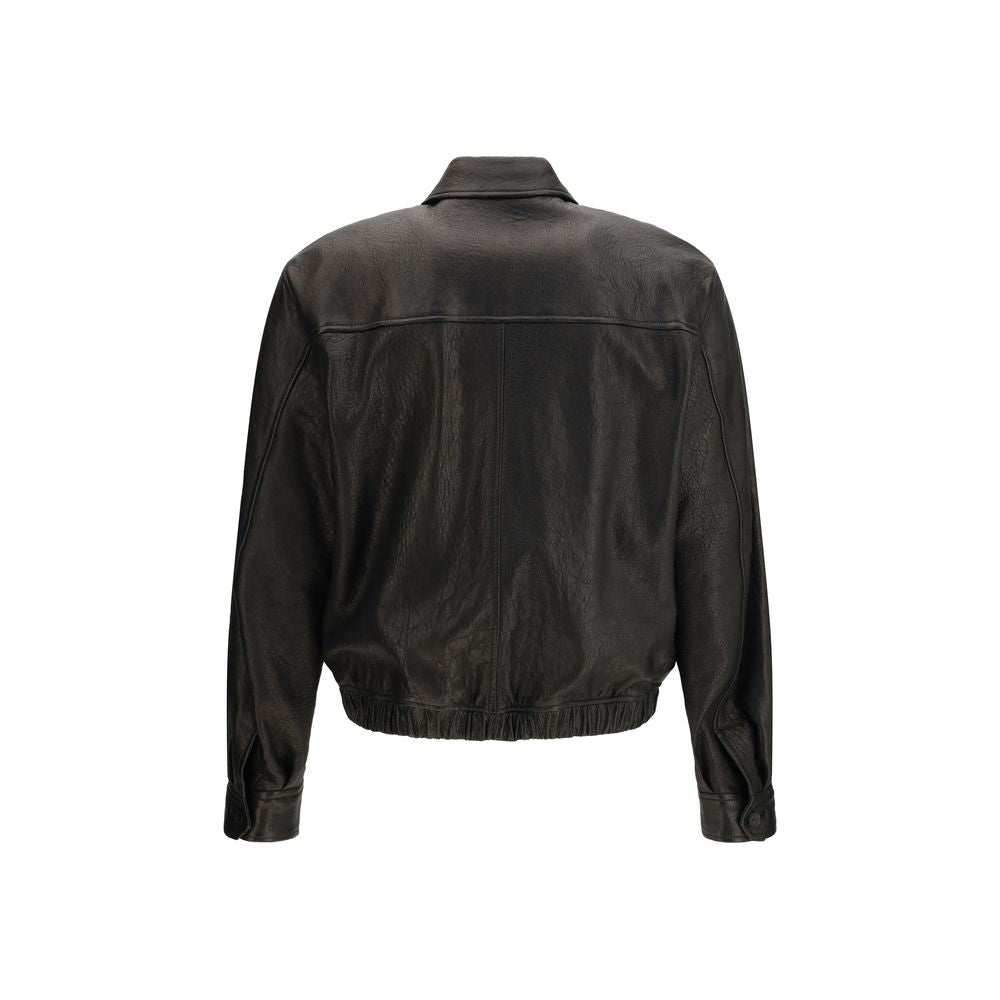 Chaqueta Saint Laurent negra de piel de cordero Ovis Aries Aries