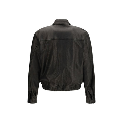 Chaqueta Saint Laurent negra de piel de cordero Ovis Aries Aries