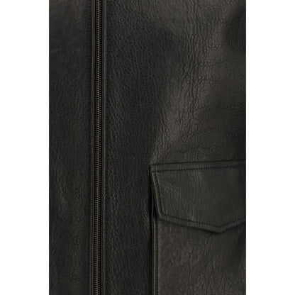 Chaqueta Saint Laurent negra de piel de cordero Ovis Aries Aries