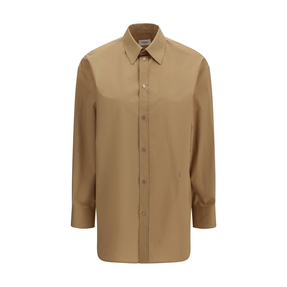 Camisa de vestir de algodón beige de Saint Laurent