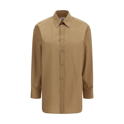 Camisa de vestir de algodón beige de Saint Laurent