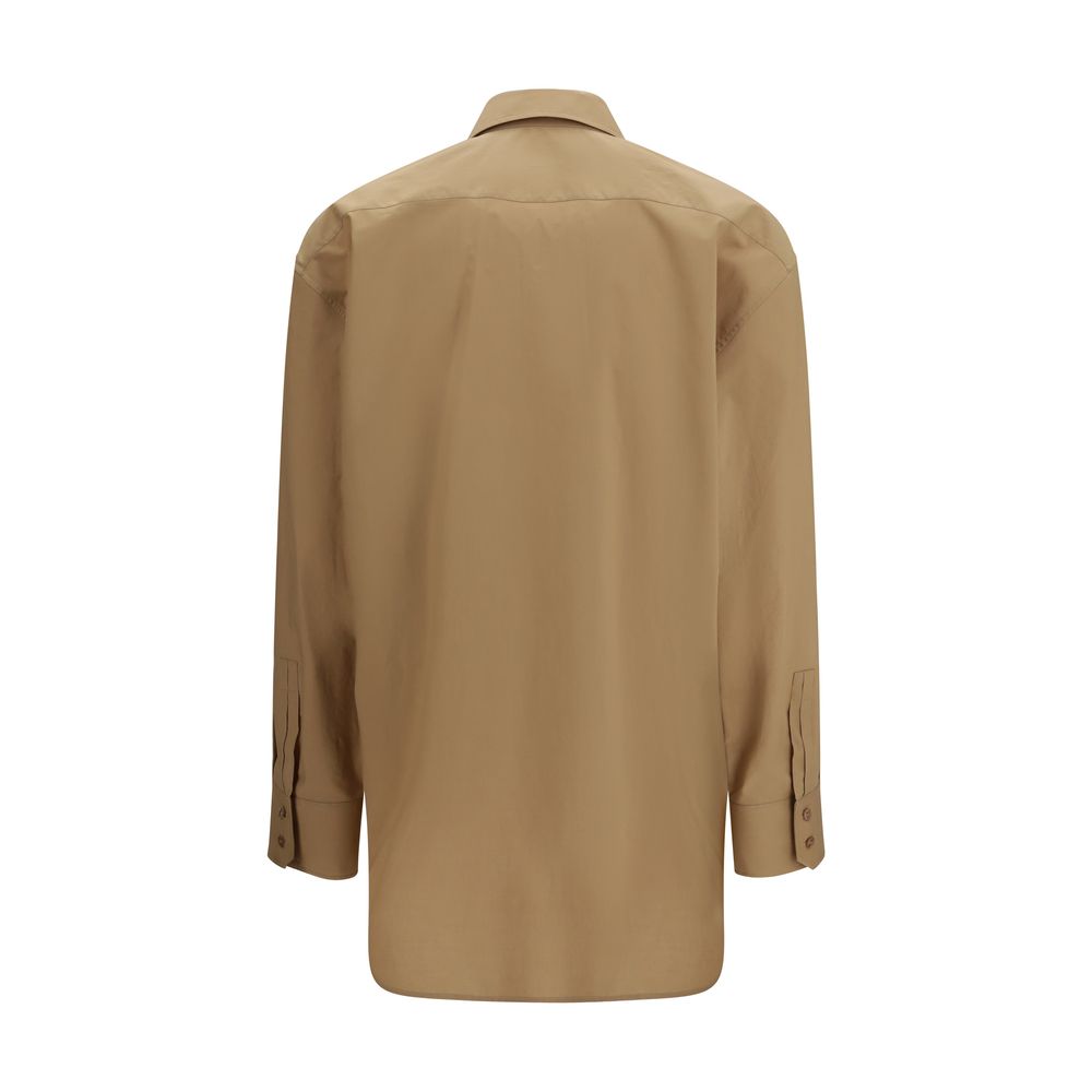 Camisa de vestir de algodón beige de Saint Laurent