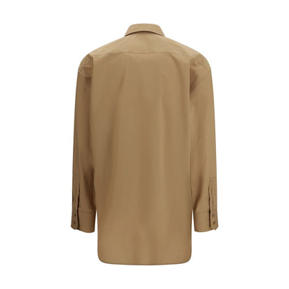 Camisa de vestir de algodón beige de Saint Laurent