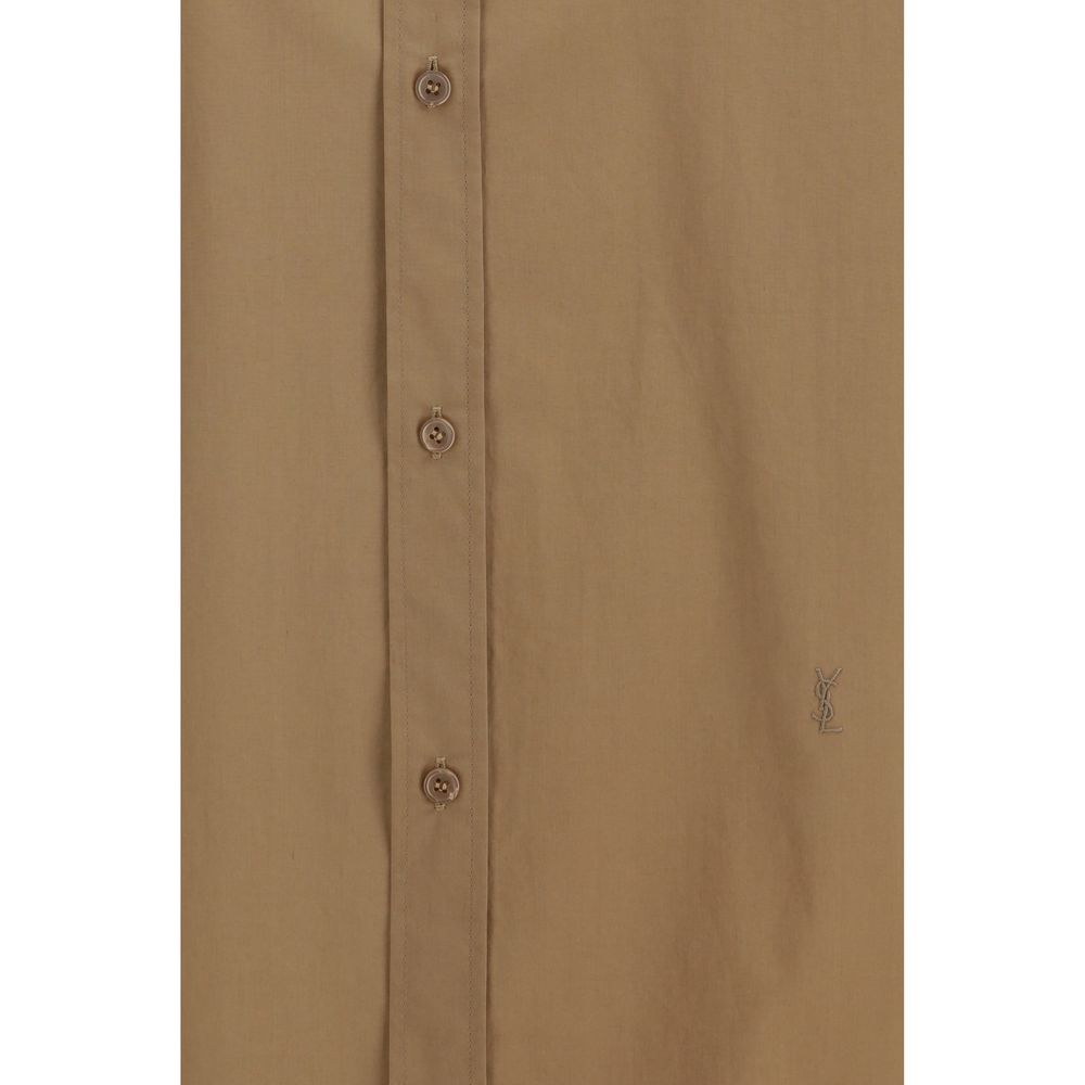 Camisa de vestir de algodón beige de Saint Laurent