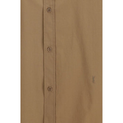 Camisa de vestir de algodón beige de Saint Laurent