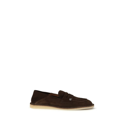 Mocasines sin cordones de piel de becerro marrón Bos Taurus de Dolce & Gabbana